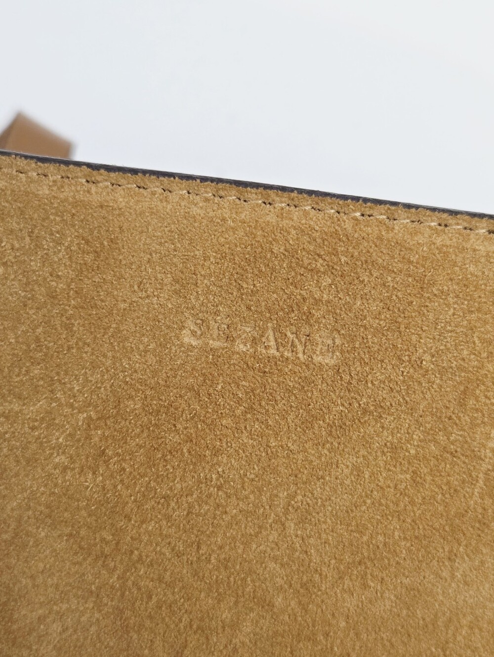EXCELLENT SEZANE THE TOTE LE CABAS BAG - CAMEL SUEDE - Picture 8 of 14